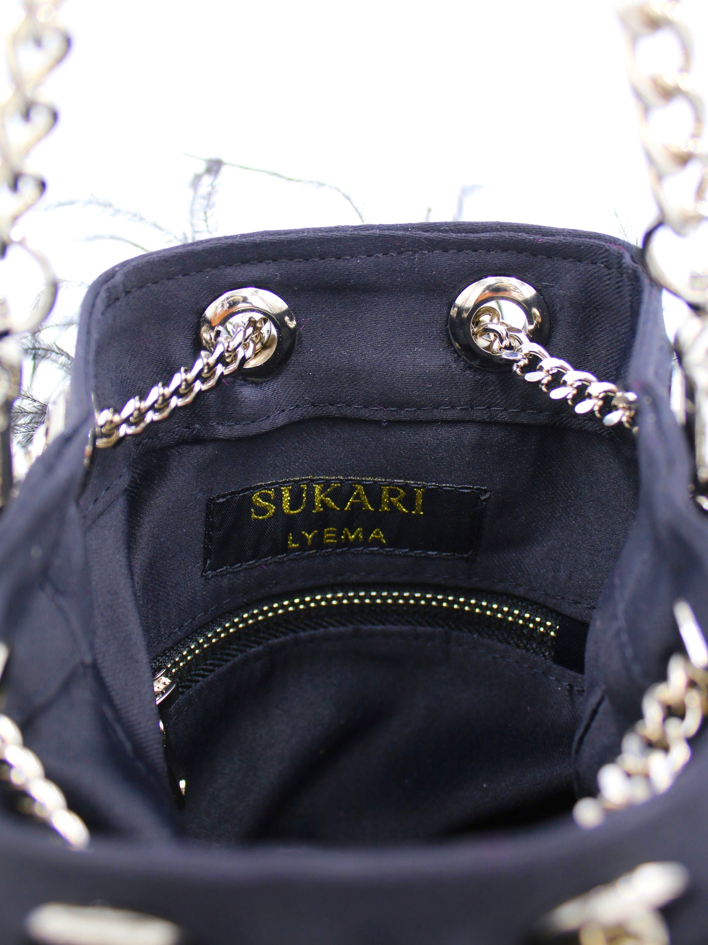 Ostrich Feather Bucket Bag | Onyx & Silver | Large | Made to order