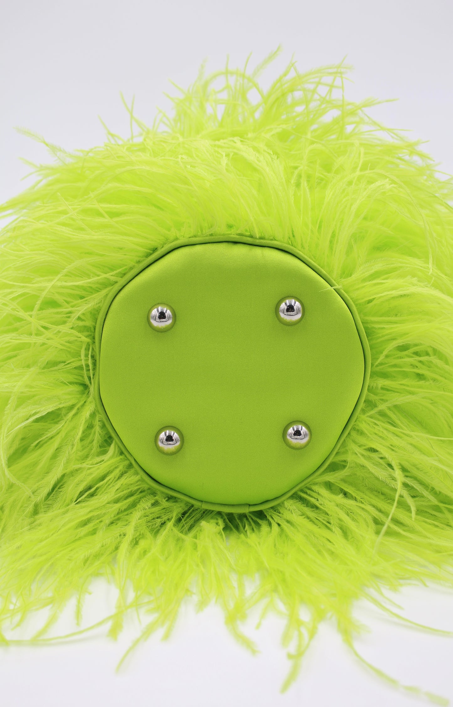 Ostrich Feather Bucket Bag | Electric Lime | Large | Made to order