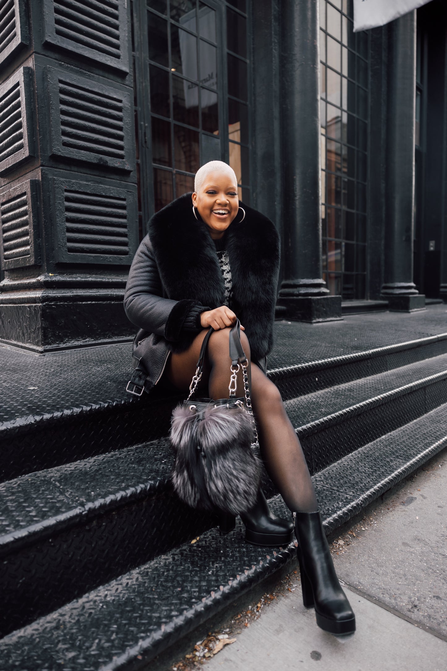 Brooklyn Bucket Bag | Black Ice Large