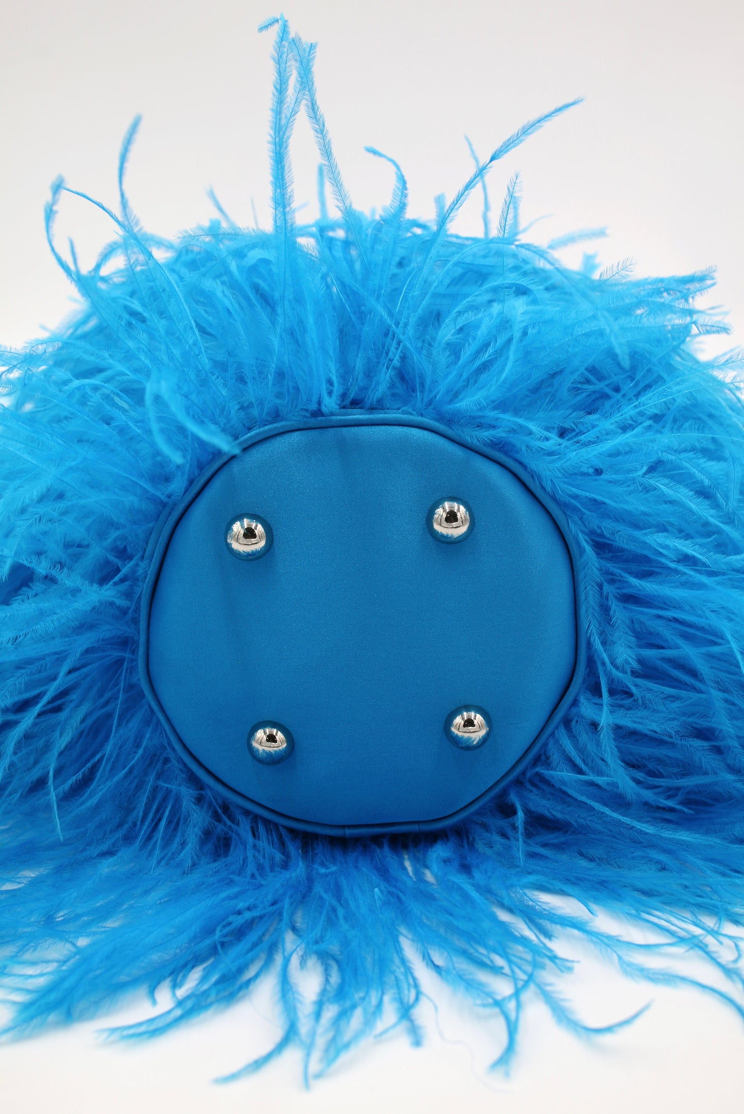 Ostrich Feather Bucket Bag | Azul | Large