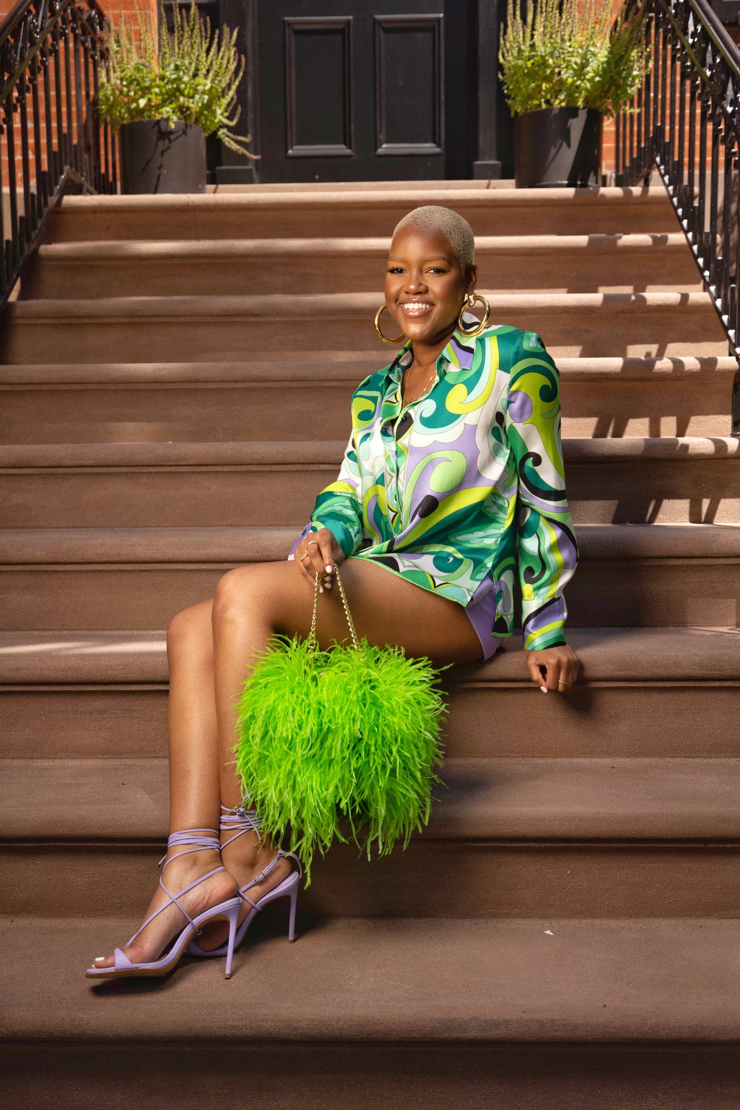 Ostrich Feather Bucket Bag | Kelly Green | Large | Made to order