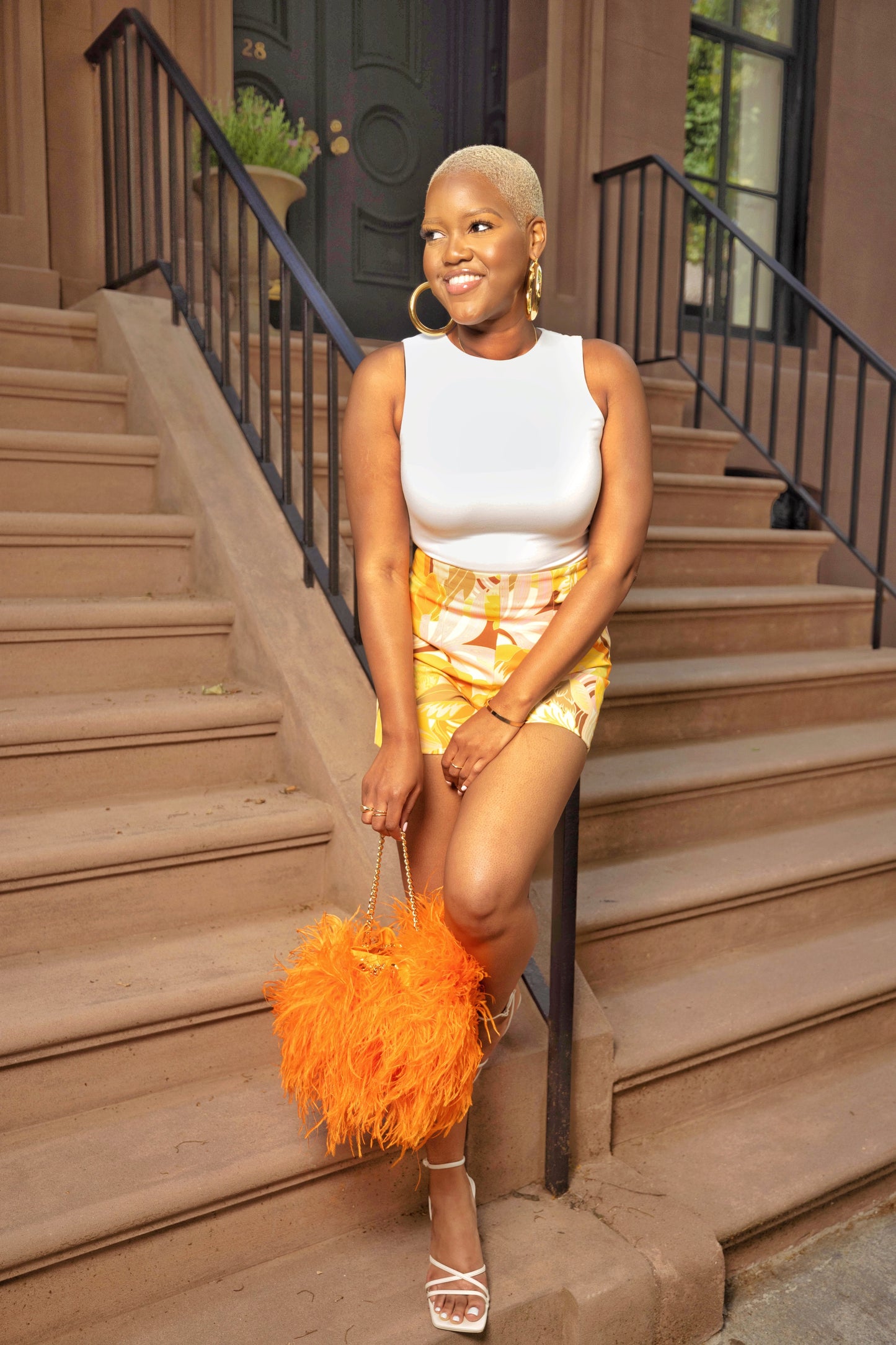Ostrich Feather Bucket Bag | Flame | Large | Made to order
