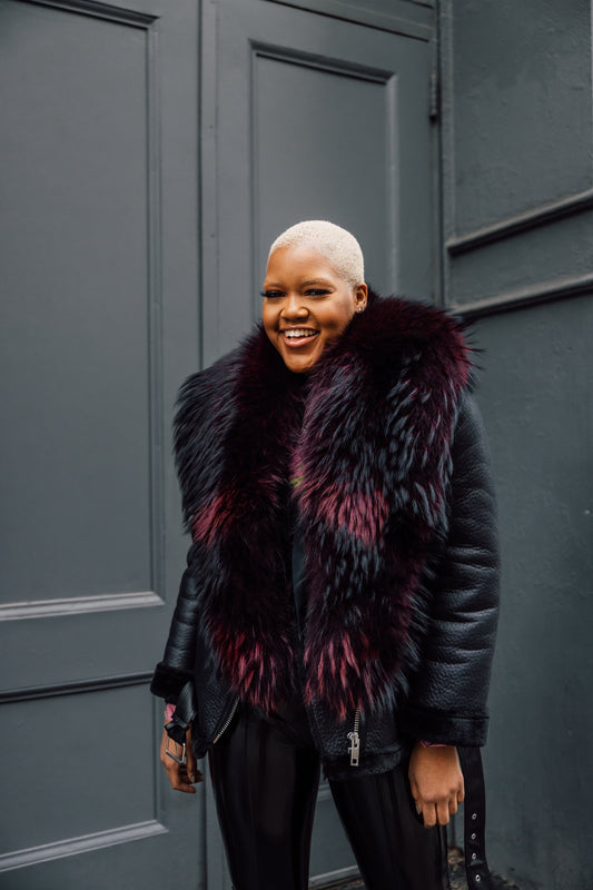 Midnight Magenta fur collar