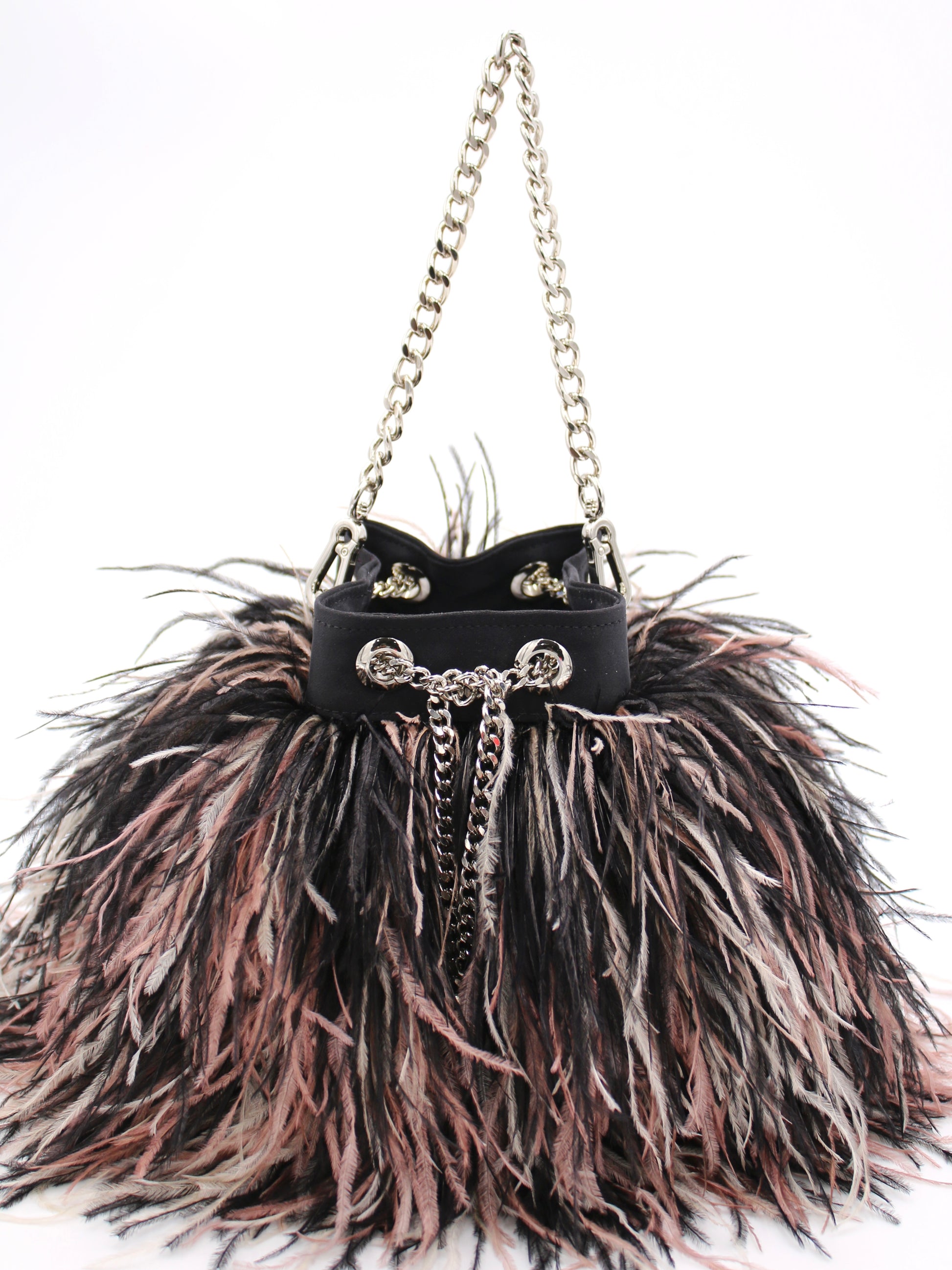 Ostrich Feather Furry Bag, Womens Black Feather Purse